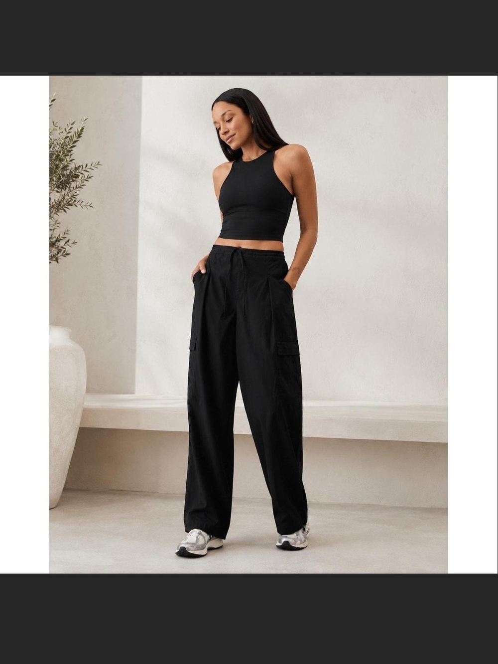 Athleta Black Wide-Leg Cargo Pants for Women